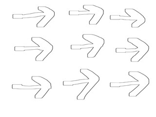Collection of hand drawn black arrows pointing in various directions on a white background art design