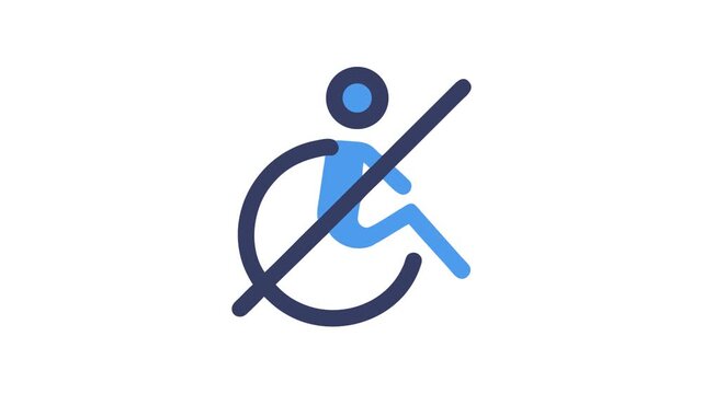 Disabled access symbol with prohibition sign flat icon