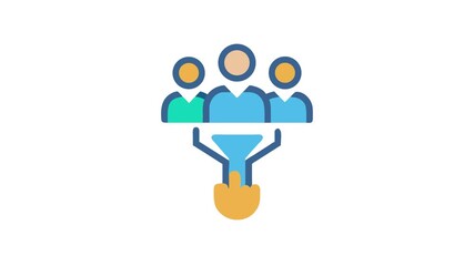 Sales funnel concept with team graphic on White backdrop - Powered by Adobe