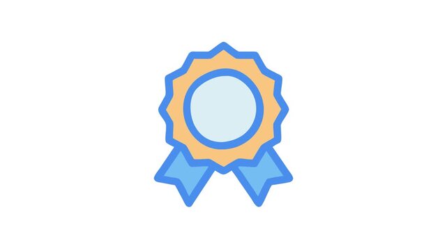 Stylized badge graphic with ribbons on a White Background