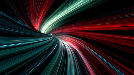 Abstract tunnel of vibrant light streaks creating a dynamic and visually stunning effect