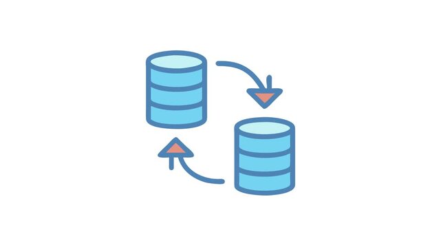 Database synchronization illustration depicting data transfer and management