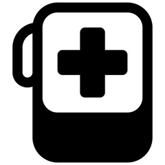 Fototapeta premium First aid kit. Outlined stroke vector icon with black-filled details.