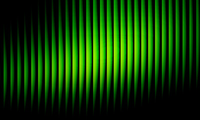 Abstract green light wave pattern with glowing vertical gradient lines on black background, futuristic energy motion, digital art, modern wallpaper design