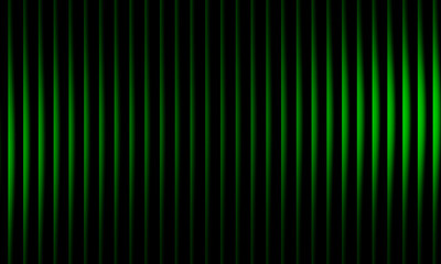 Obraz premium Abstract green light wave pattern with glowing vertical gradient lines on black background, futuristic energy motion, digital art, modern wallpaper design