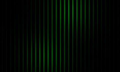 Fototapeta premium Abstract green light wave pattern with glowing vertical gradient lines on black background, futuristic energy motion, digital art, modern wallpaper design