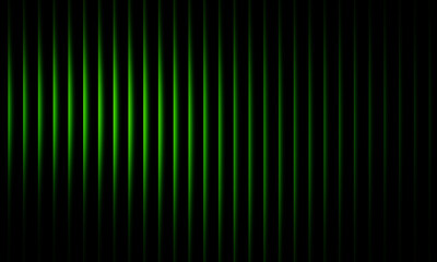 Fototapeta premium Abstract green light wave pattern with glowing vertical gradient lines on black background, futuristic energy motion, digital art, modern wallpaper design