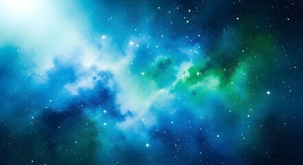 Vibrant abstract cosmic light burst digital art ethereal glow background shimmering blue green texture effect