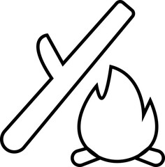 Campfire Icon ,Fire Flame, Bonfire, Camping, Outdoor Adventure, Nature Travel, Night Camp, Heat Source, Survival, and Wilderness Symbols in Modern Flat Vector Style, simple campfire with flames,
