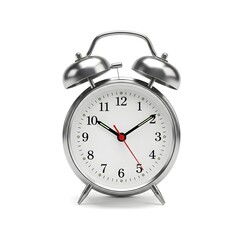 Classic silver twin bell alarm clock for time management and morning wake-up calls