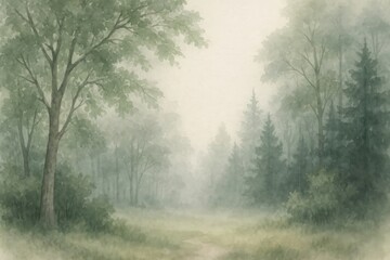 Obraz premium Serene misty forest landscape