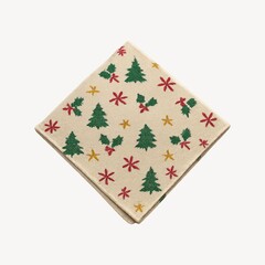Festive napkin with holiday patterns.
