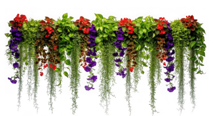3d vibrant floral garland with cascading blooms isolated on transparent background