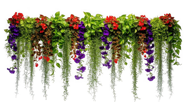 3d vibrant floral garland with cascading blooms isolated on transparent background