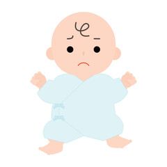 肌着を着た困っている顔の赤ちゃん