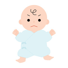 肌着を着た怒っている赤ちゃん