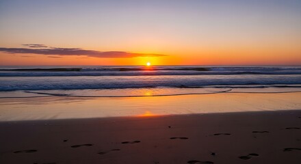 Obraz premium Golden Hour Serenity - A Coastal Sunset Spectacle.