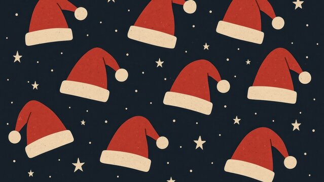 Festive Santa hats pattern wallpaper