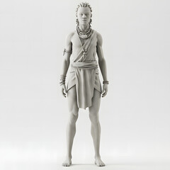 Obraz premium Sculpted human figure rendered in monochromatic style isolated against transparent background