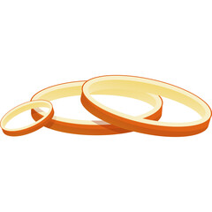 Three Orange Onion Rings Stacked Together Isolated On Transparent Background With Realistic Lighting And Subtle Shadows