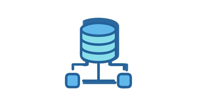 Blue database icon representing data storage and networking concept