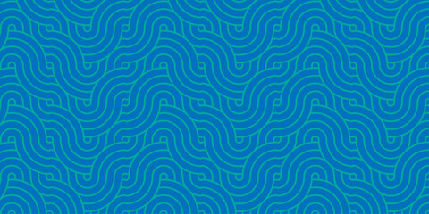 Fototapeta premium Minimal abstract ornament repeat spiral flow overlap geometric fashion element floral seamless pattern with blue wave overlapping circles fabric textile design. 