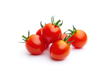 Cherry tomatoes isolated on white background.