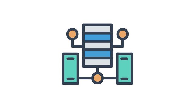 Abstract digital network server connection graphic flat design icon