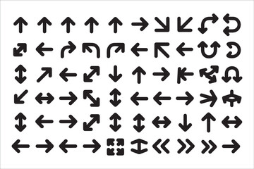  Collection of diverse black arrow icons and symbols on white background