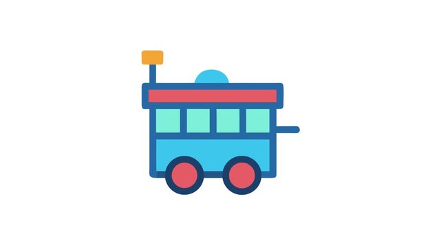 Vector Illustration of a Blue Cartoon Train Wagon
