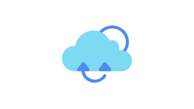 Minimalist cloud data synchronization flat illustration on White Background
