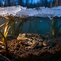 얼음아래에서겨울잠자는개구리