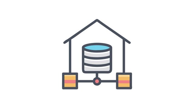 Database server home network connection with flat design concept