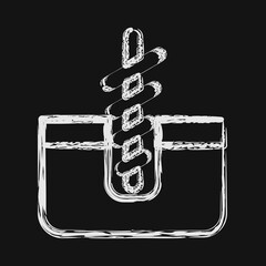 Icon drilling. Gold mining elements. Icon in chalk style.