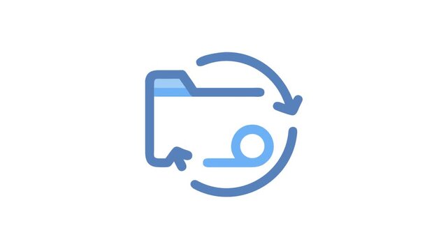 Blue folder with looping arrows on White Background