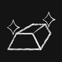 Icon gold. Gold mining elements. Icon in chalk style.