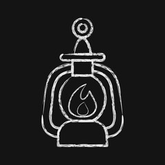 Icon lantern. Gold mining elements. Icon in chalk style.
