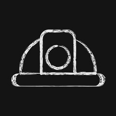 Icon hard hat. Gold mining elements. Icon in chalk style.