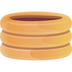 Three Stacked Bagels With Golden Brown Crust and Dark Brown Interior Isolated on Transparent Background Cartoon Style Icon