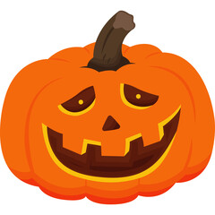 Whimsical Halloween Jack O Lantern Pumpkin with a Spooky Grinning Face Illuminated from Within Against a White Background