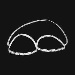 Icon rock. Gold mining elements. Icon in chalk style.