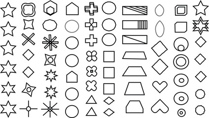 A set of geometric shapes Simple geometric shapes icon collection Linear flat style icon