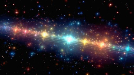 Obraz premium Vibrant cosmic nebula with glowing stars and galactic dust clouds