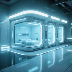 Interior of modern sleeping room