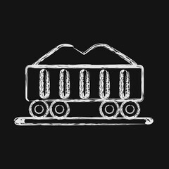 Icon train. Gold mining elements. Icon in chalk style.