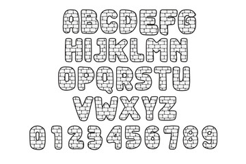 Vector Brick Wall Alphabet and Numbers