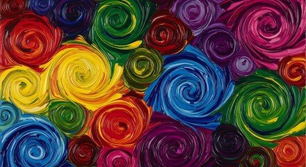Colorful Swirls - A Vibrant Abstract Painting of Roses.
