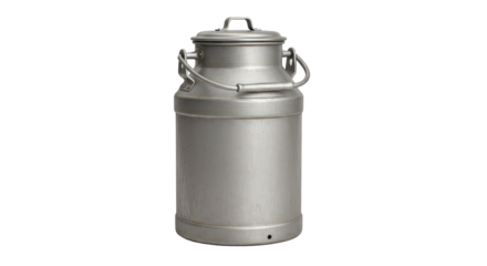 Vintage metal milk can isolated on transparent background