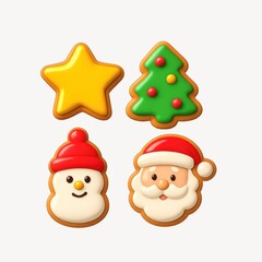 Fototapeta premium Festive cookies shaped holiday icons.