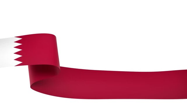 Waving Bahrain Flag Ribbon on White Background with Alpha